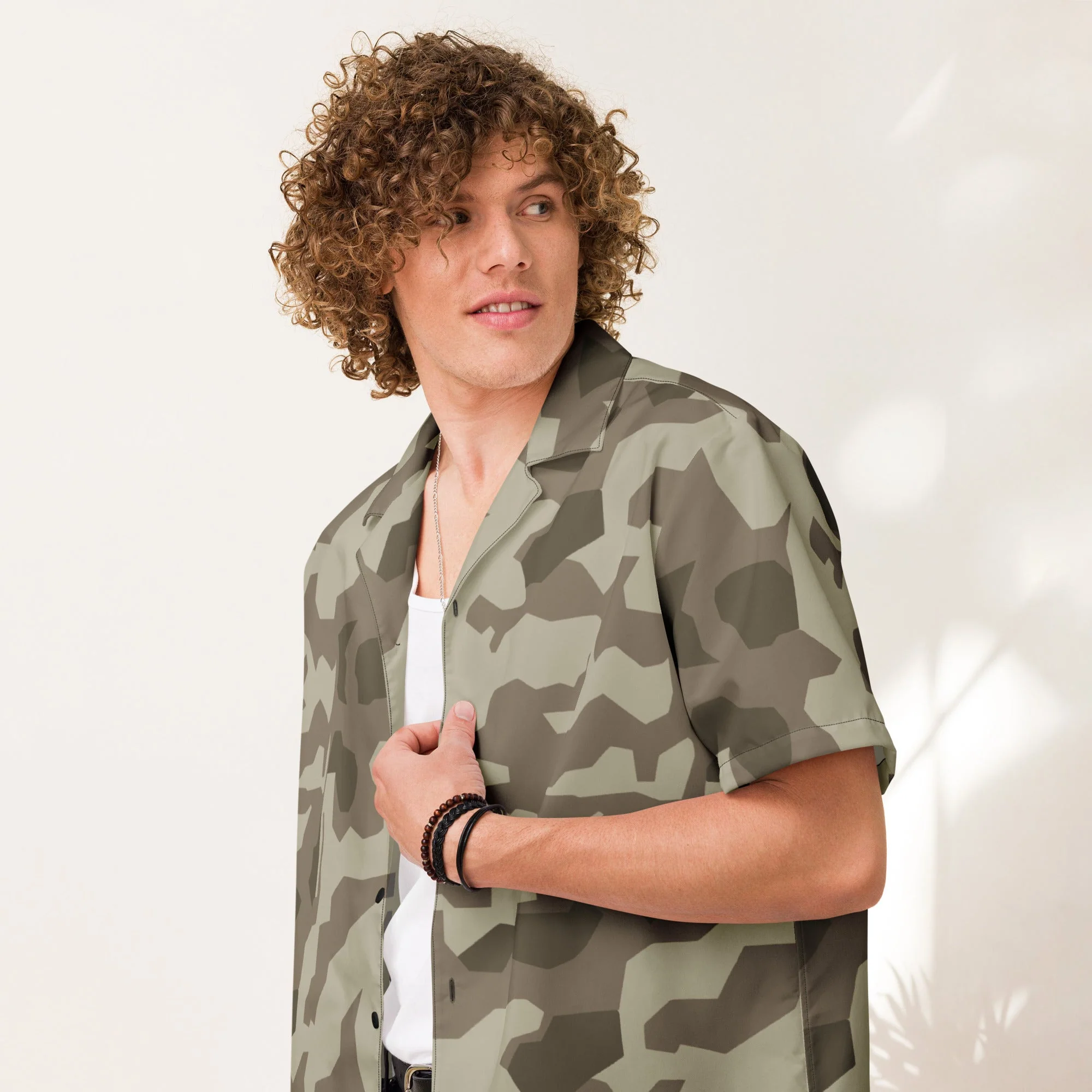 German Splittermuster Wolfenstein Afrika Korps CAMO Unisex Short-Sleeve Button Shirt