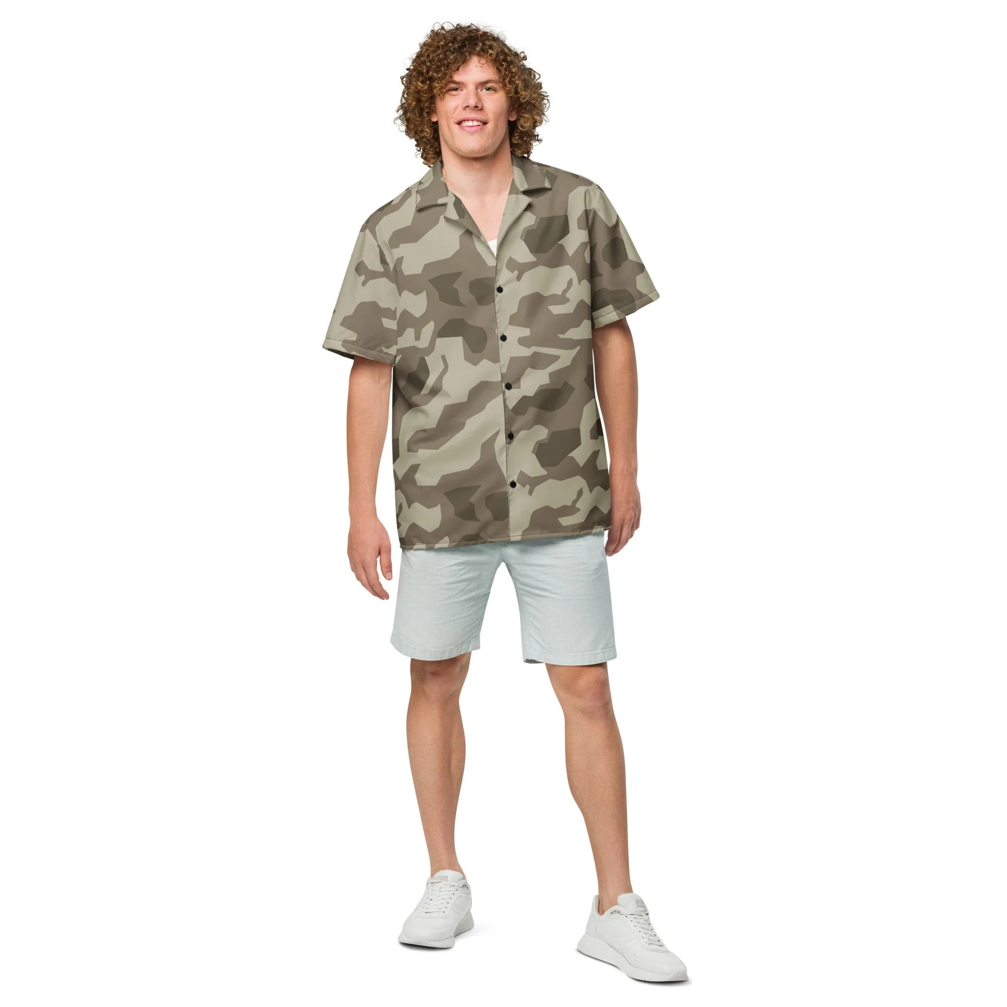 German Splittermuster Wolfenstein Afrika Korps CAMO Unisex Short-Sleeve Button Shirt - Image 4