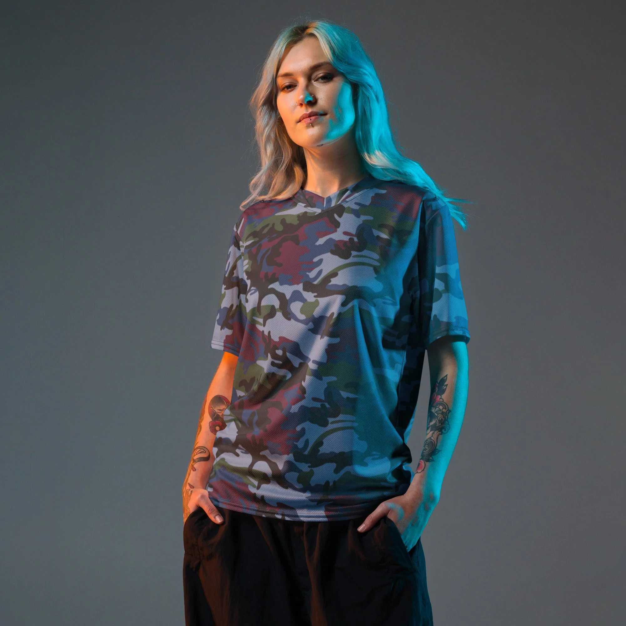 Street Fighter Allied Nations Movie CAMO Unisex Sports Jersey - Image 5