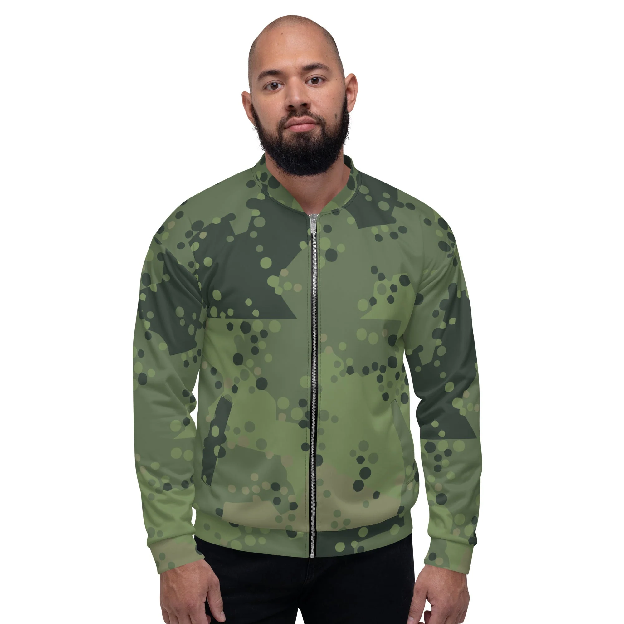 Swedish Barracuda Woodland CAMO Unisex Bomber Jacket - Image 6