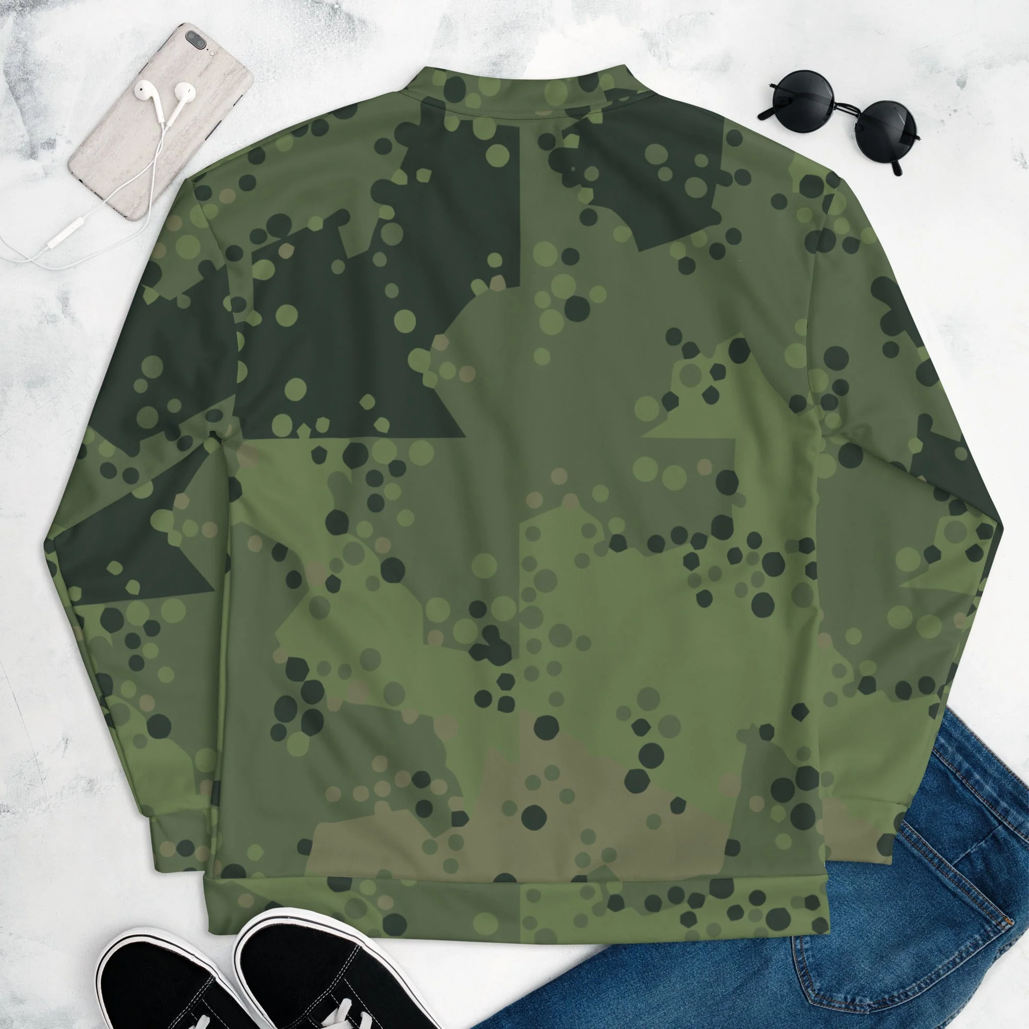 Swedish Barracuda Woodland CAMO Unisex Bomber Jacket - Image 8
