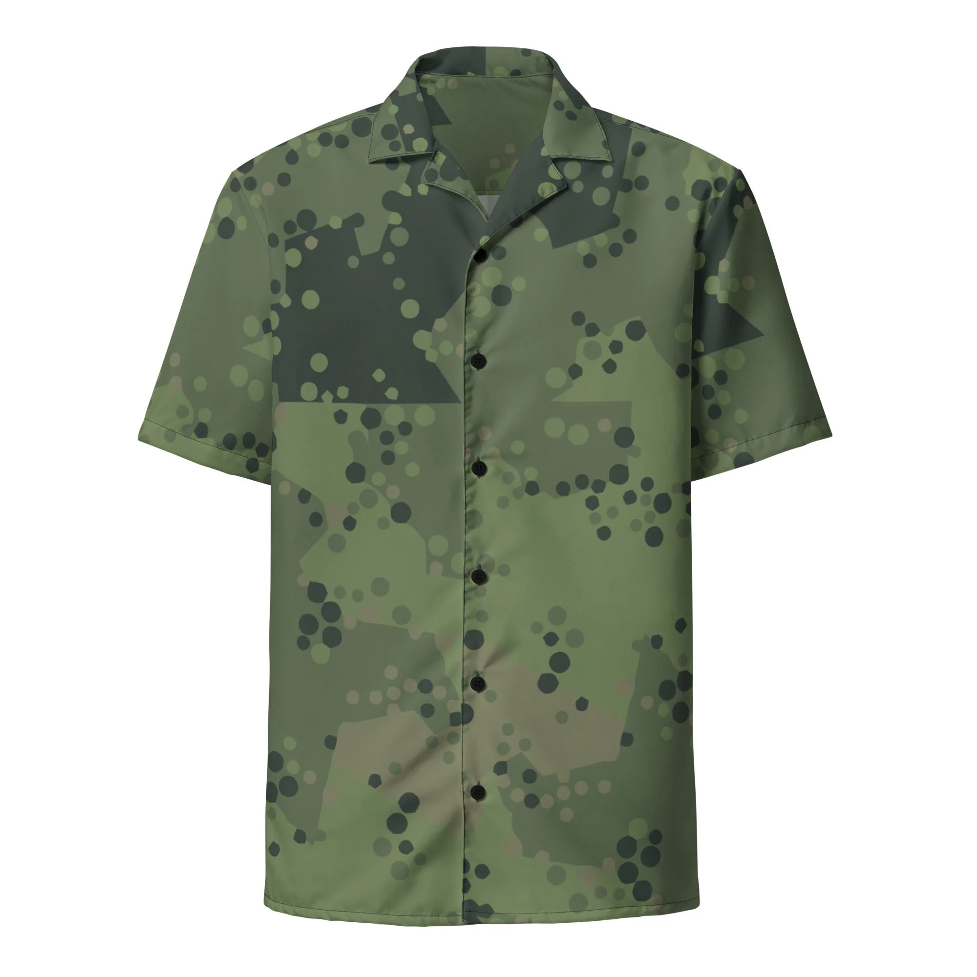 Swedish Barracuda Woodland CAMO Unisex Short-Sleeve Button Shirt - Image 11
