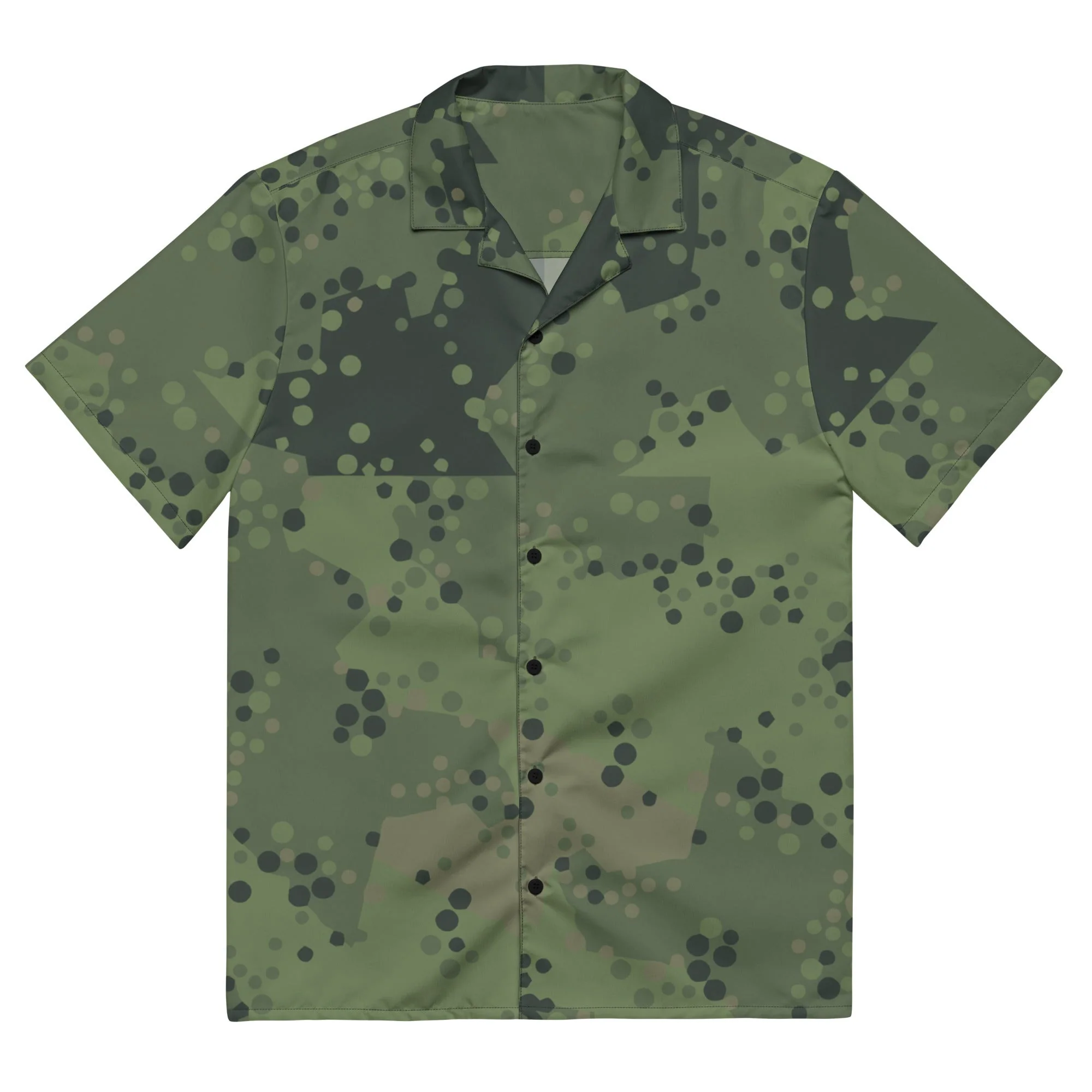 Swedish Barracuda Woodland CAMO Unisex Short-Sleeve Button Shirt - Image 3