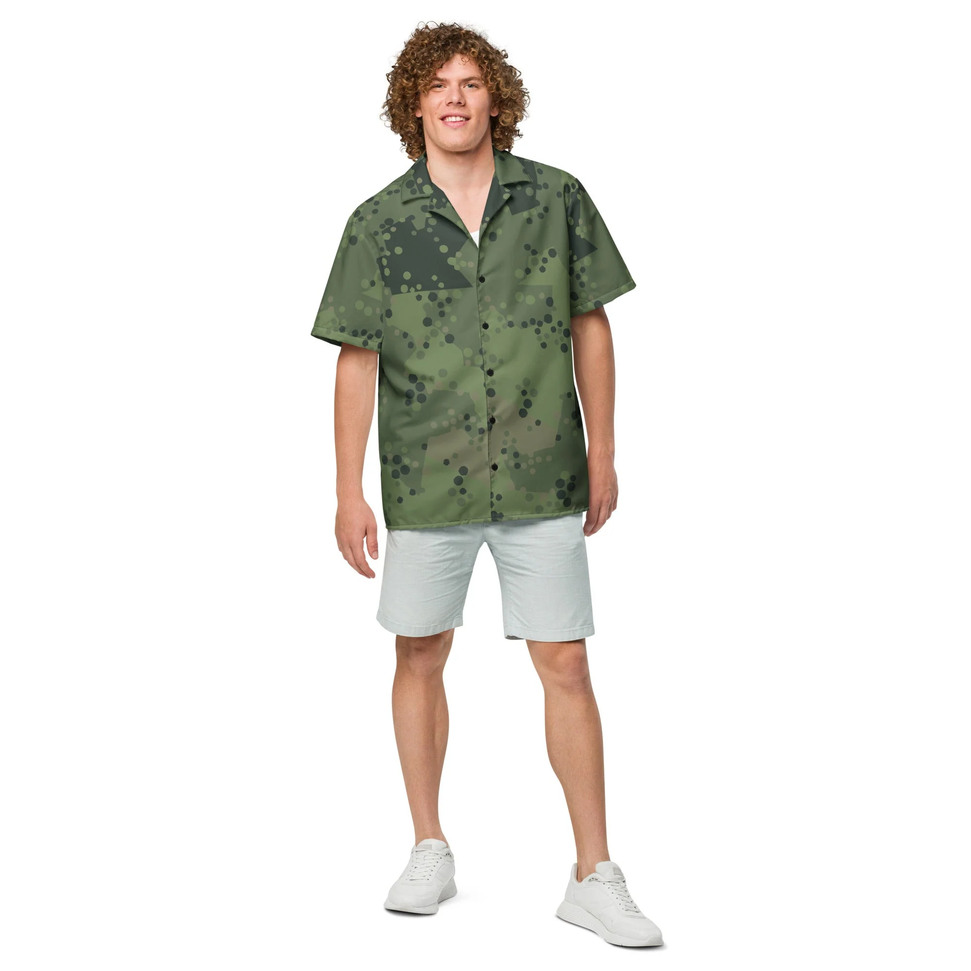 Swedish Barracuda Woodland CAMO Unisex Short-Sleeve Button Shirt - Image 4