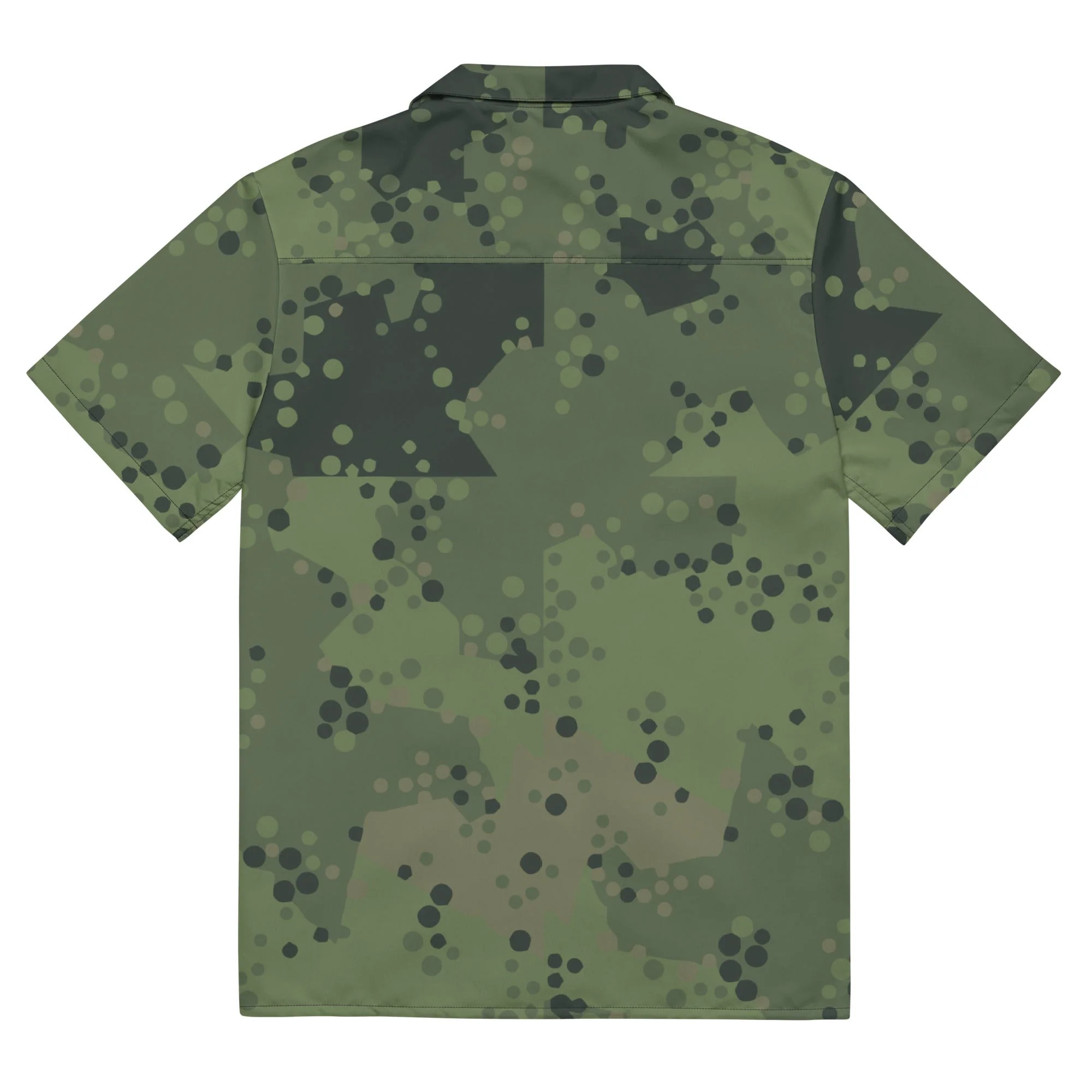 Swedish Barracuda Woodland CAMO Unisex Short-Sleeve Button Shirt - Image 5