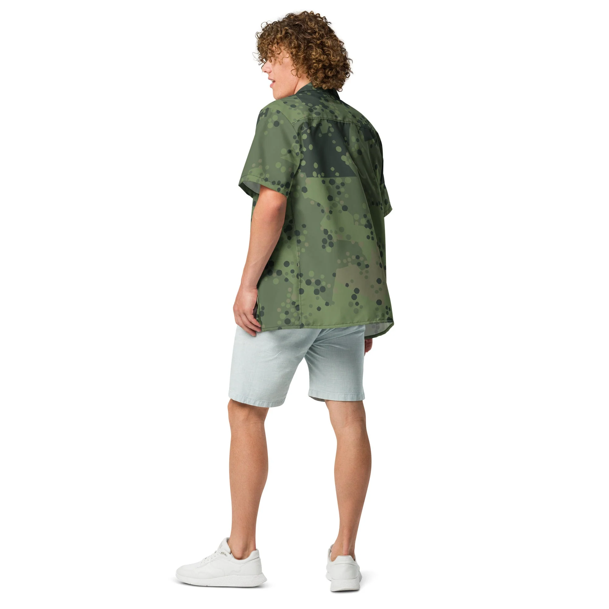 Swedish Barracuda Woodland CAMO Unisex Short-Sleeve Button Shirt - Image 7
