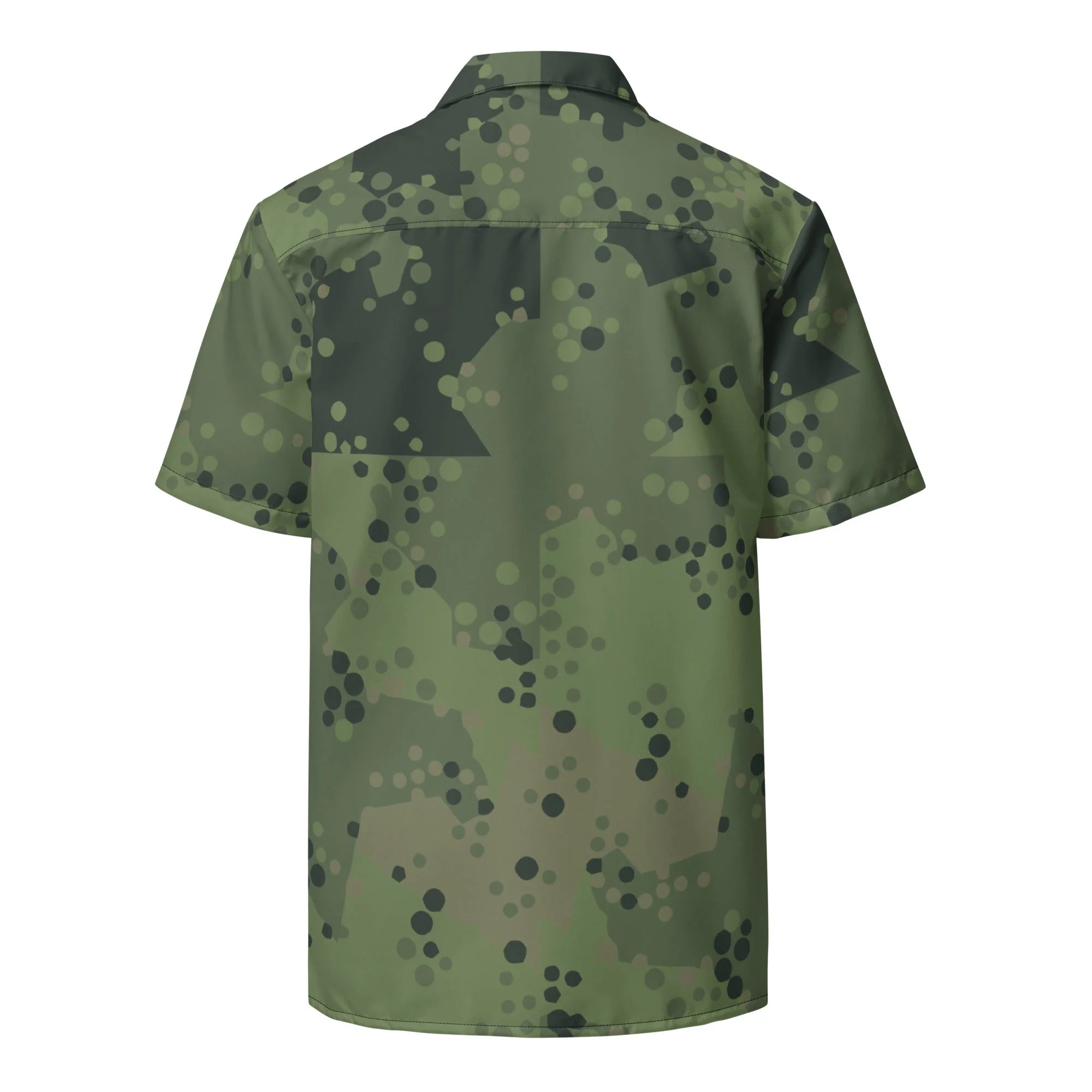 Swedish Barracuda Woodland CAMO Unisex Short-Sleeve Button Shirt - Image 8