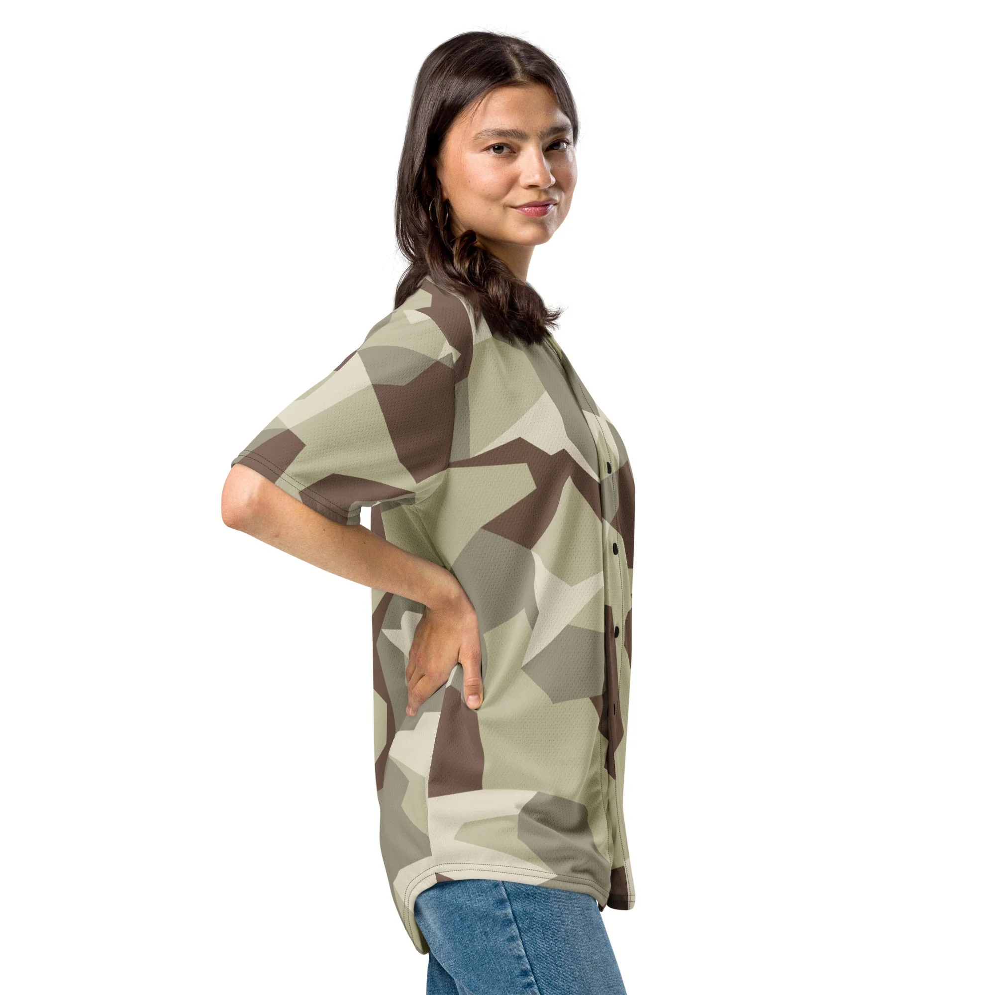 Swedish M90 Desert CAMO Unisex Baseball Jersey - Image 3