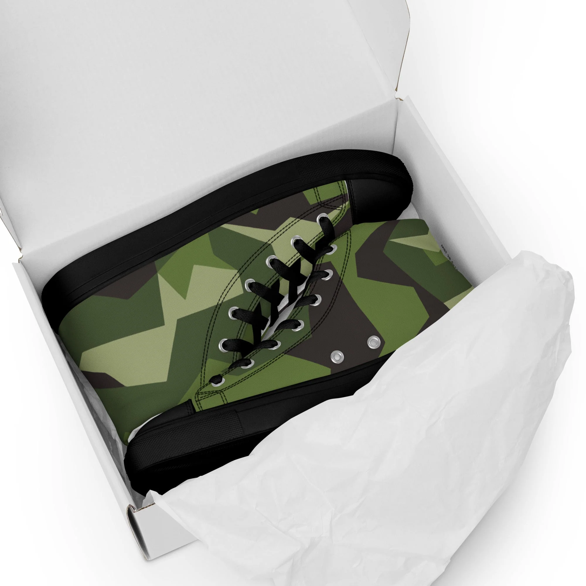 Swedish M90 CAMO Mens High-Top Canvas Shoes - Image 3