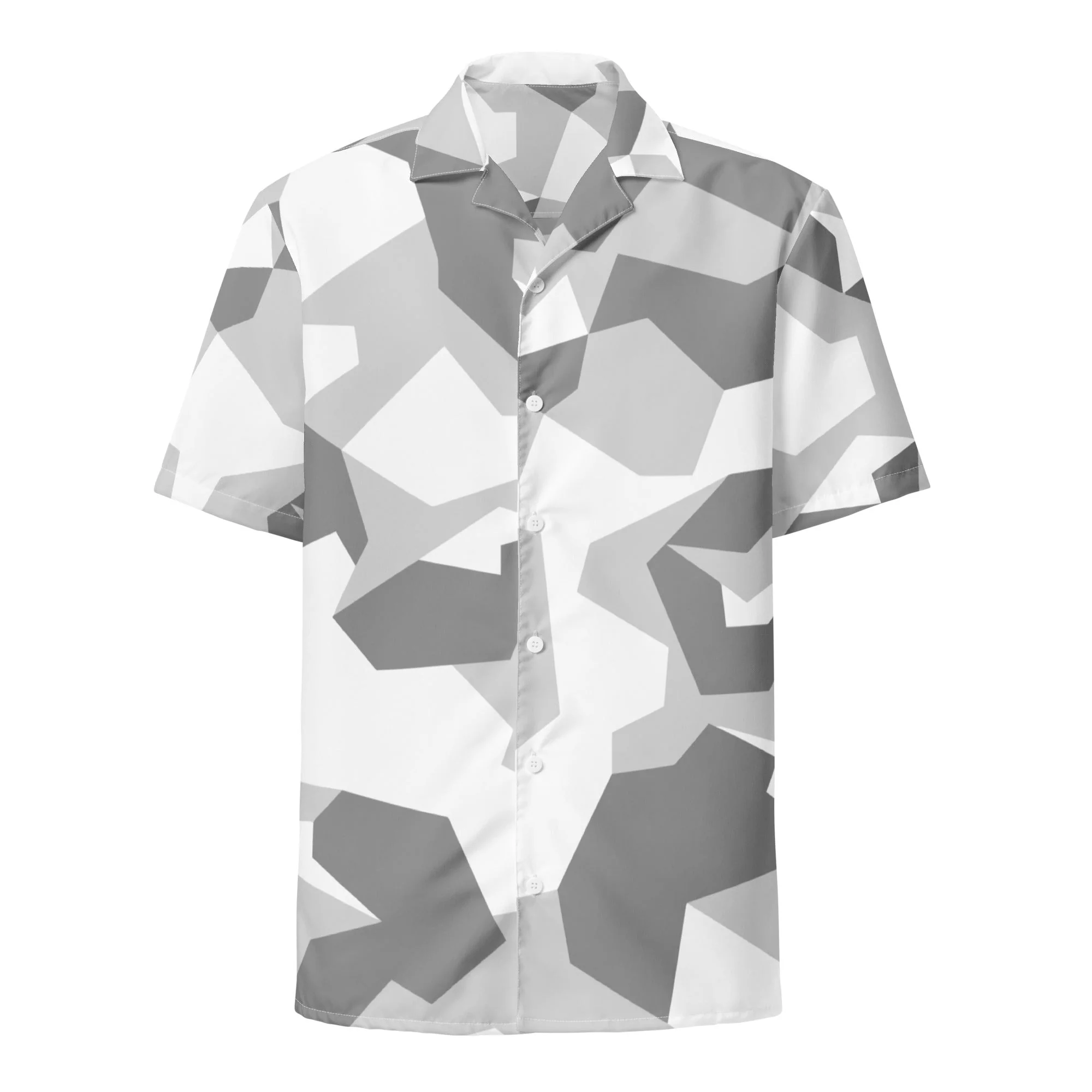 Swedish M90 Snow CAMO Unisex Short-Sleeve Button Shirt - Image 11