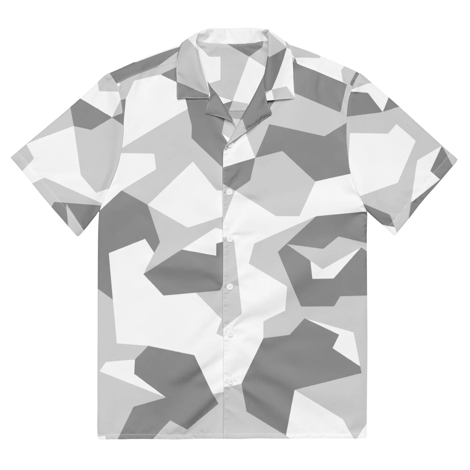 Swedish M90 Snow CAMO Unisex Short-Sleeve Button Shirt - Image 3