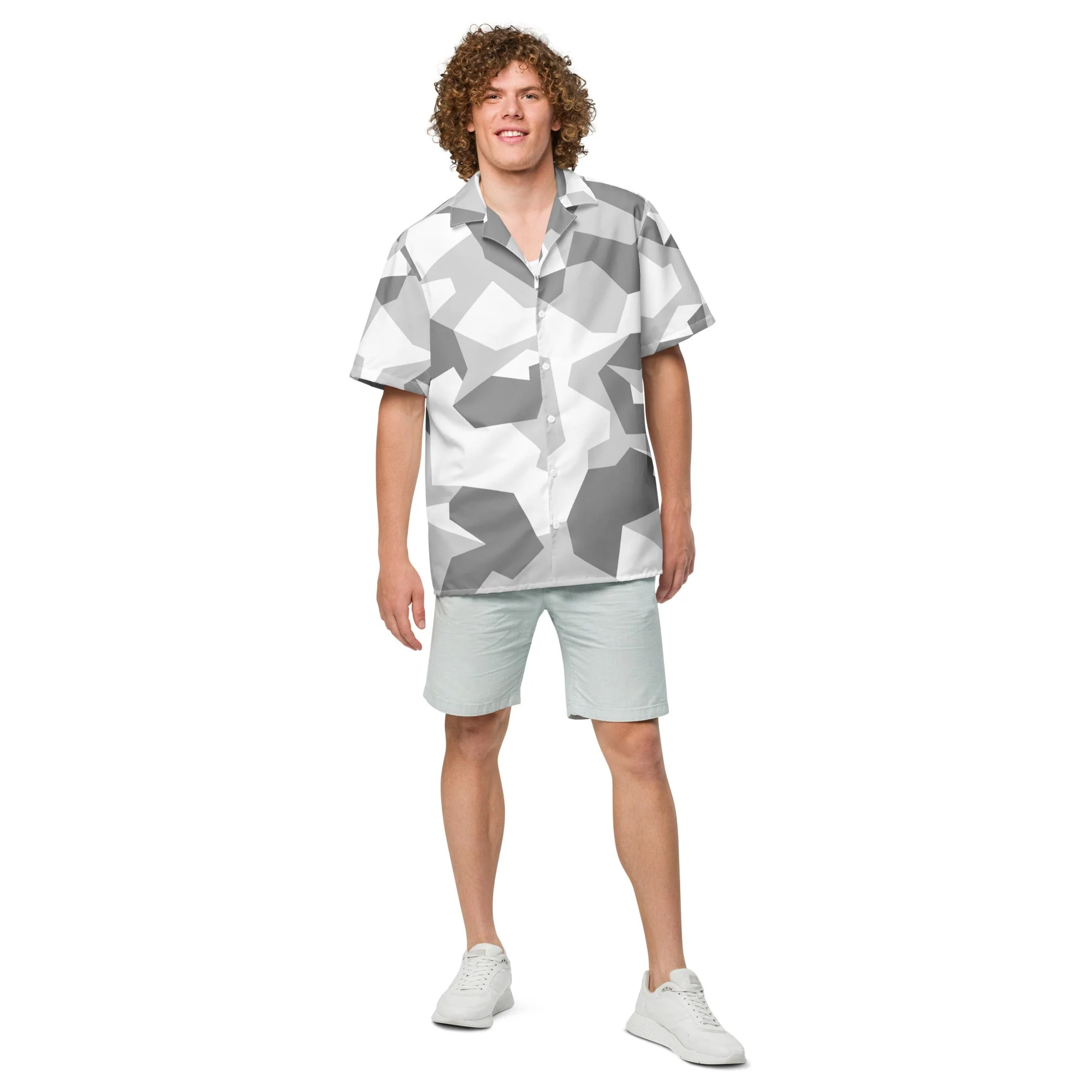Swedish M90 Snow CAMO Unisex Short-Sleeve Button Shirt - Image 4