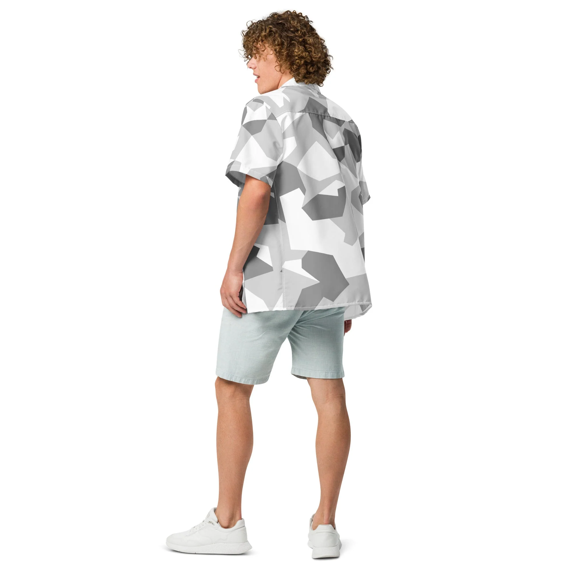 Swedish M90 Snow CAMO Unisex Short-Sleeve Button Shirt - Image 7