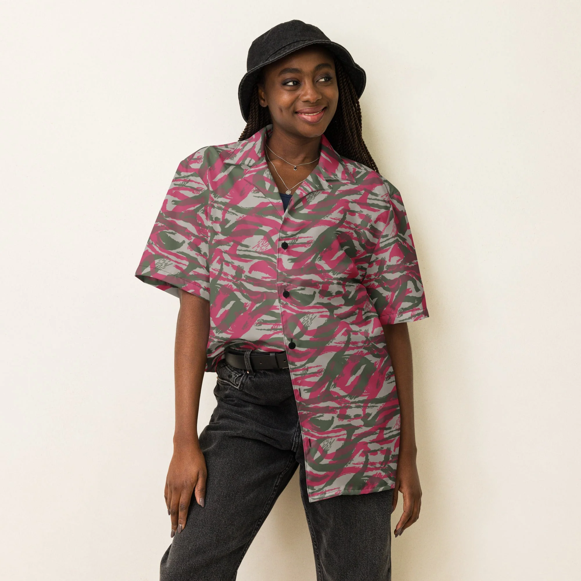 Syrian Lizard Red CAMO Unisex Short-Sleeve Button Shirt - Image 13