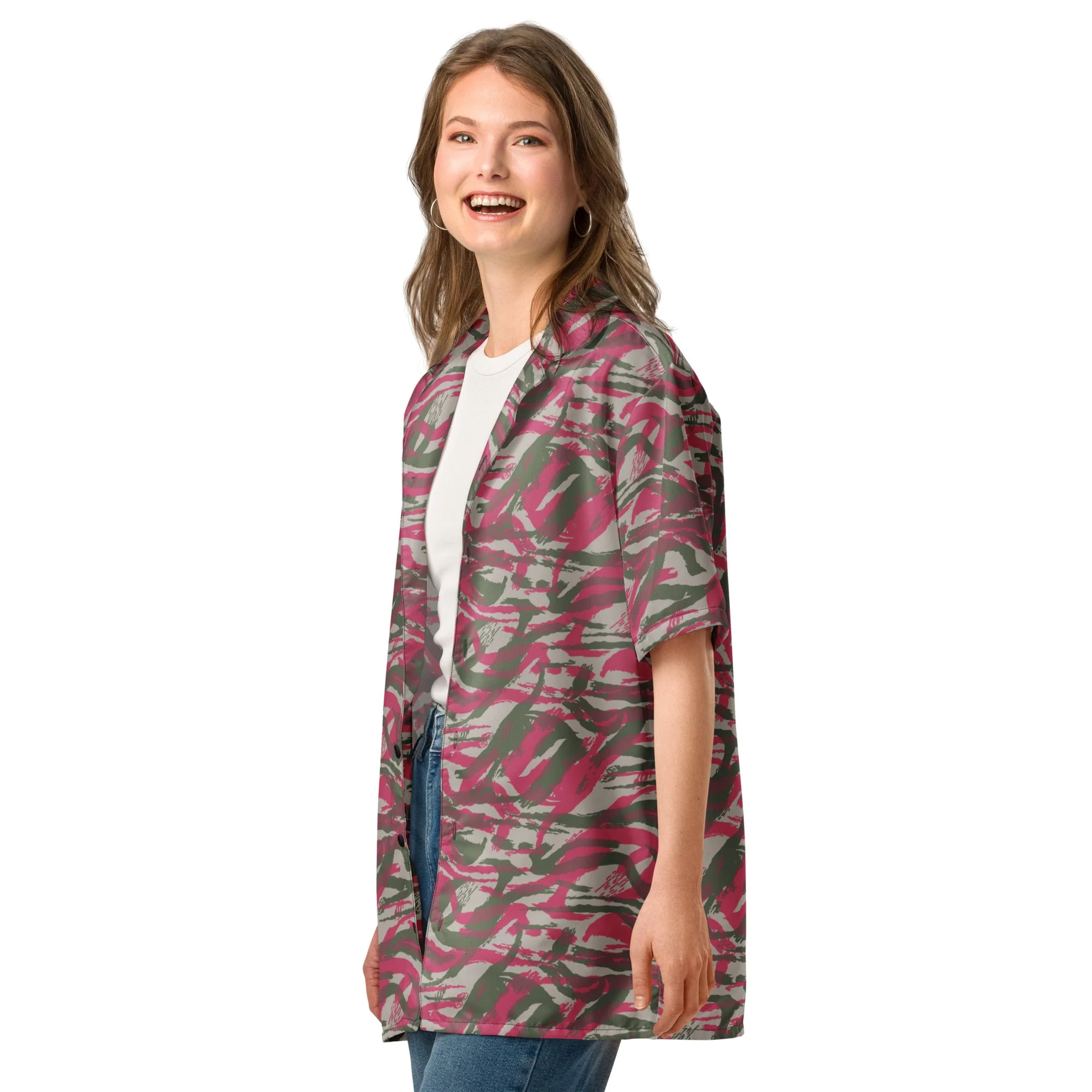 Syrian Lizard Red CAMO Unisex Short-Sleeve Button Shirt - Image 6