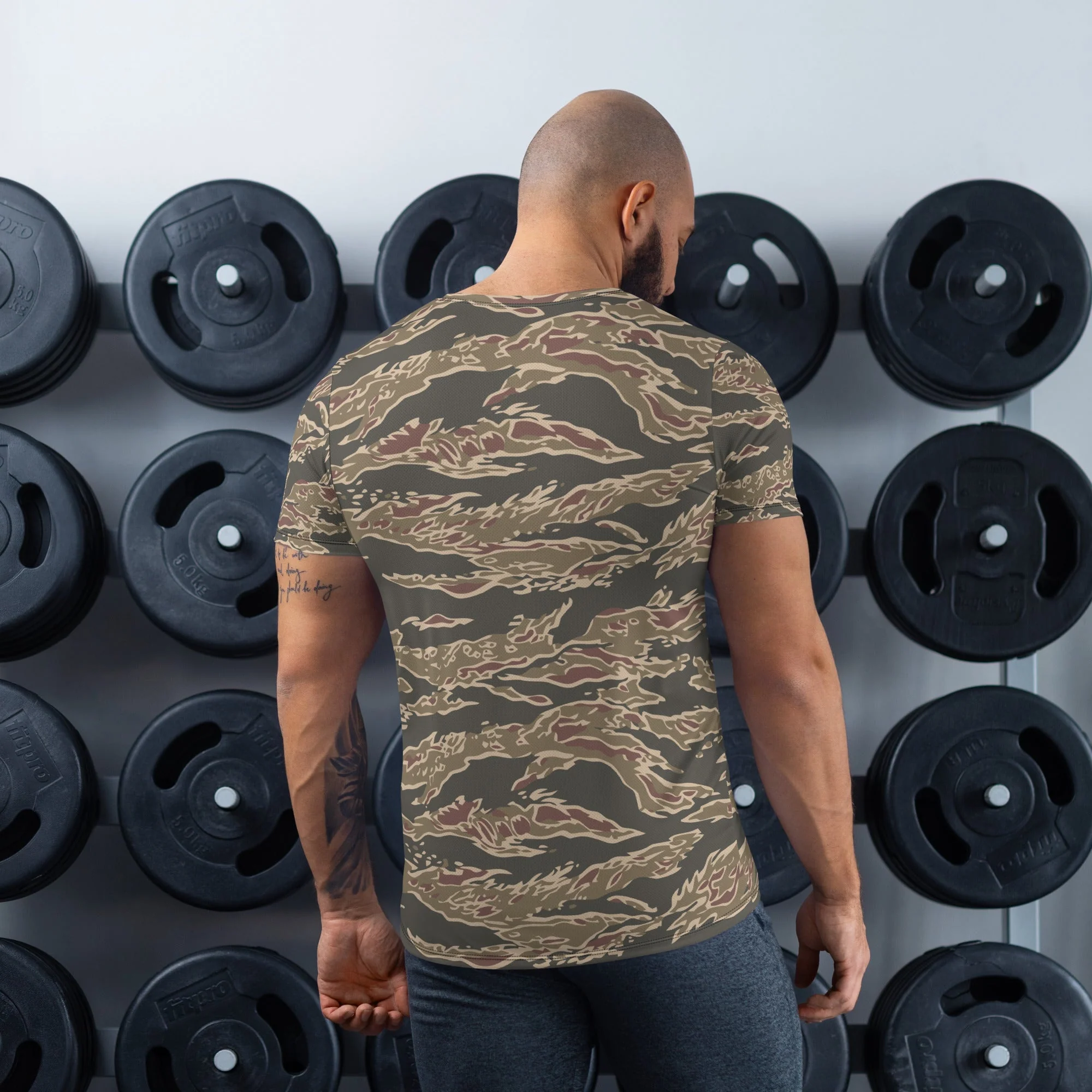 Taiwanese Special Forces Red Tiger Stripe CAMO Mens Athletic T-Shirt - Image 2