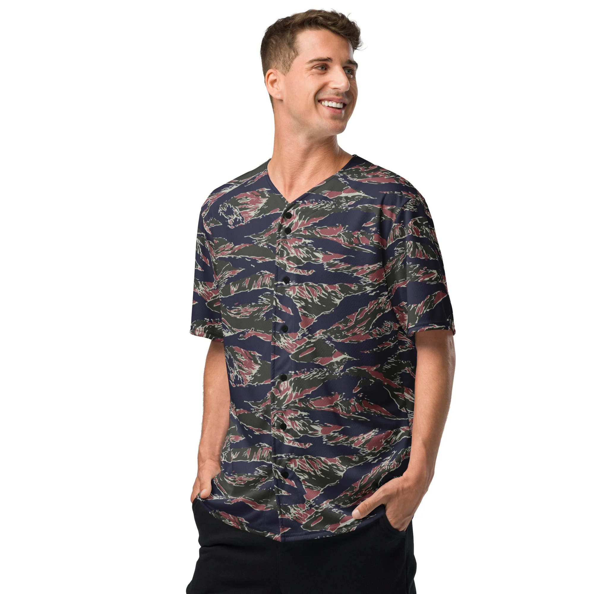 Thailand Tiger Stripe CAMO Unisex Baseball Jersey - Image 8