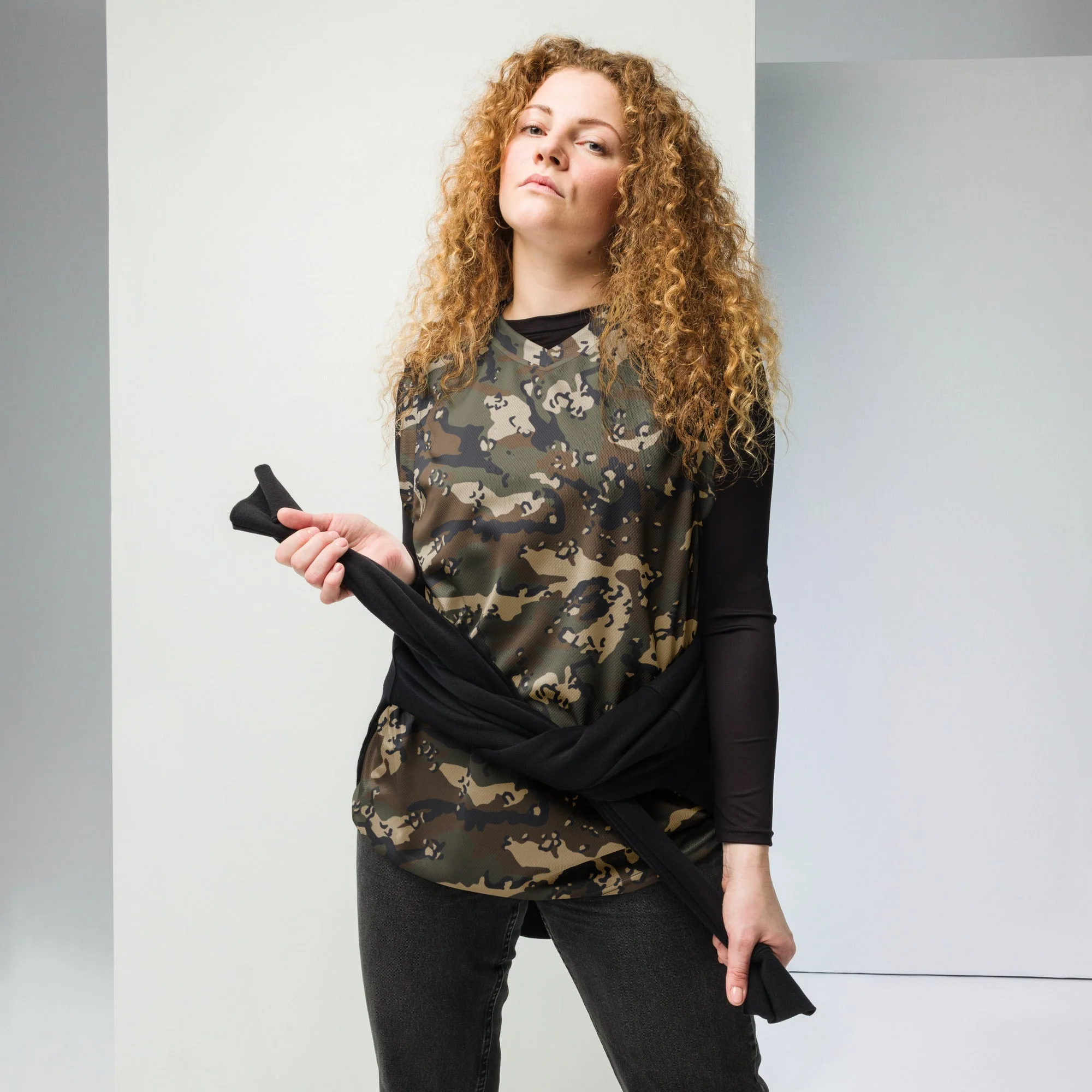 Chocolate Chip Woodland CAMO Unisex Basketball Jersey - Image 2