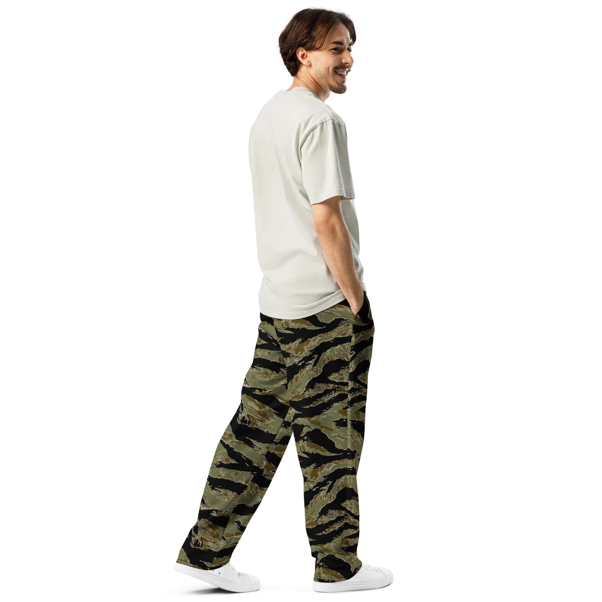 American Tiger Stripe Special Forces Advisor Sparse CAMO Unisex Wide-Leg Joggers - Image 5