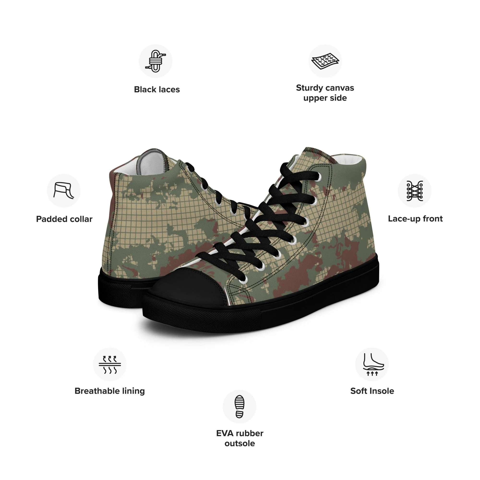 Turkish Multi-terrain CAMO Mens High-Top Canvas Shoes - Image 2