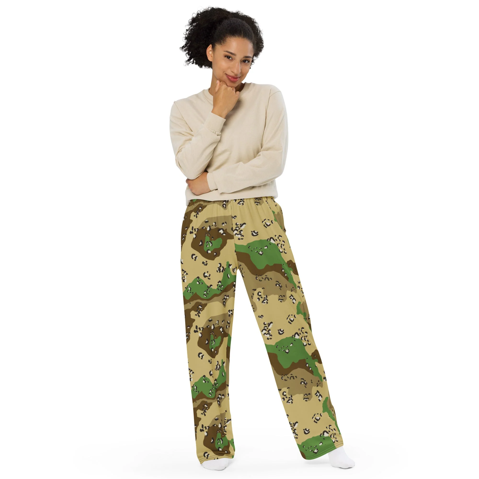 Turkmenistan Chocolate Chip CAMO Unisex Wide-Leg Leisure Pants - Image 3