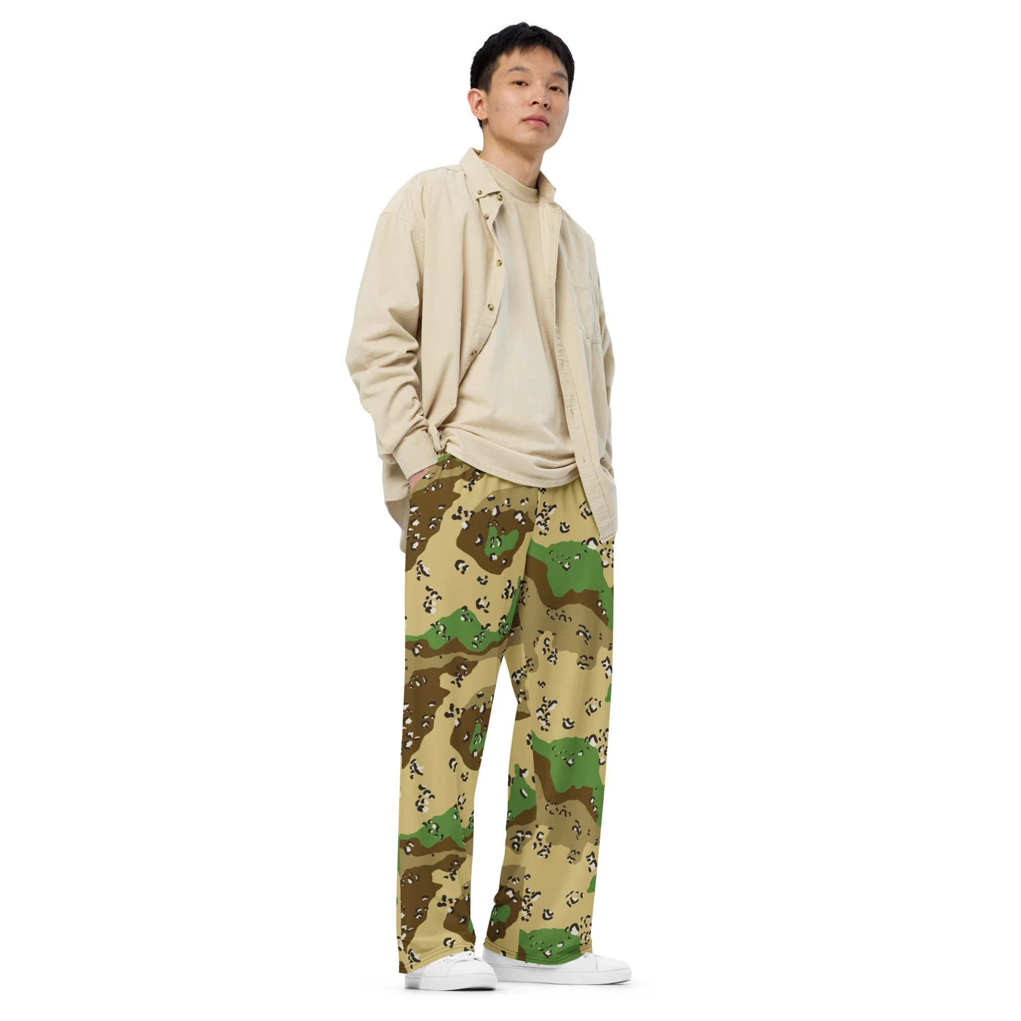 Turkmenistan Chocolate Chip CAMO Unisex Wide-Leg Leisure Pants - Image 4