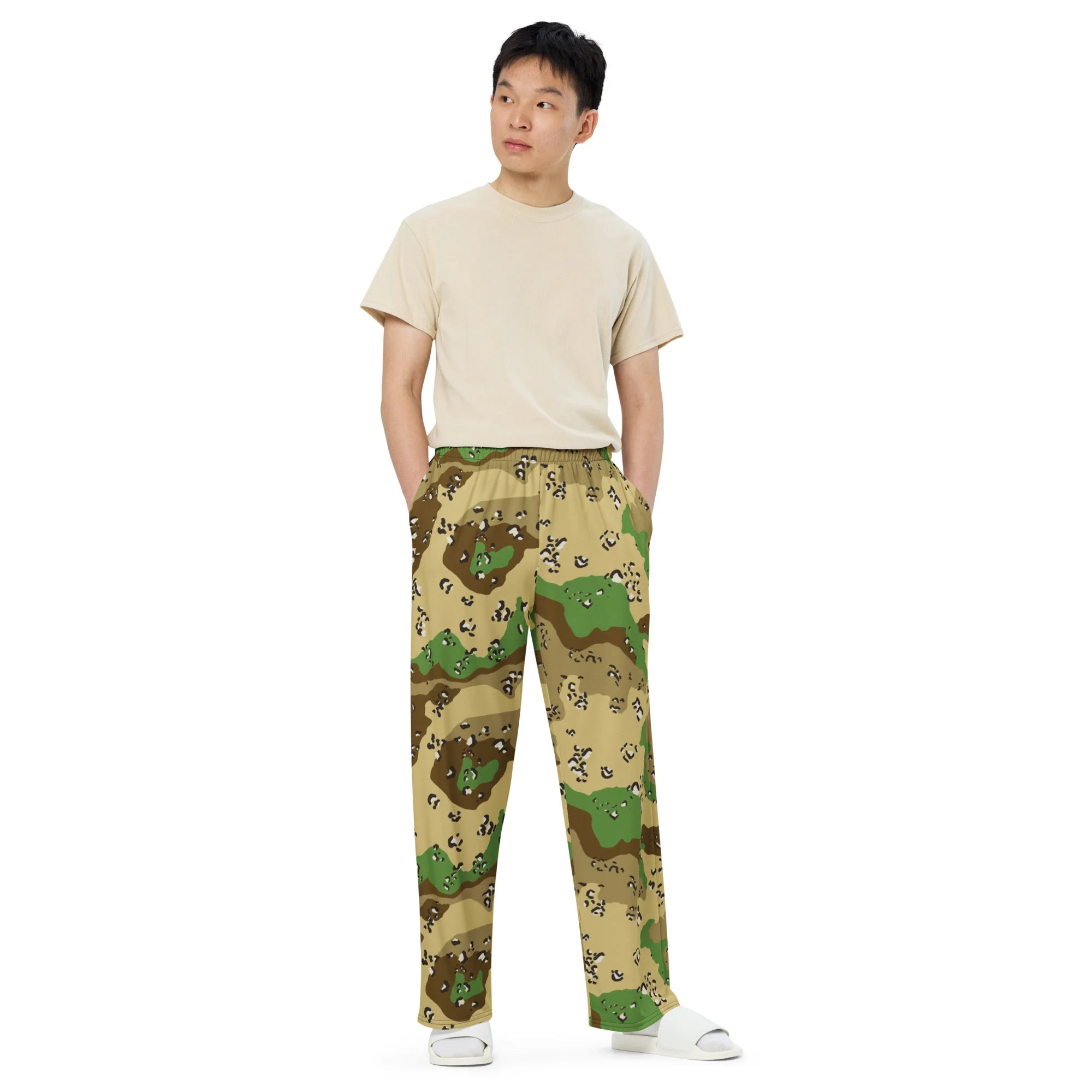 Turkmenistan Chocolate Chip CAMO Unisex Wide-Leg Leisure Pants - Image 5