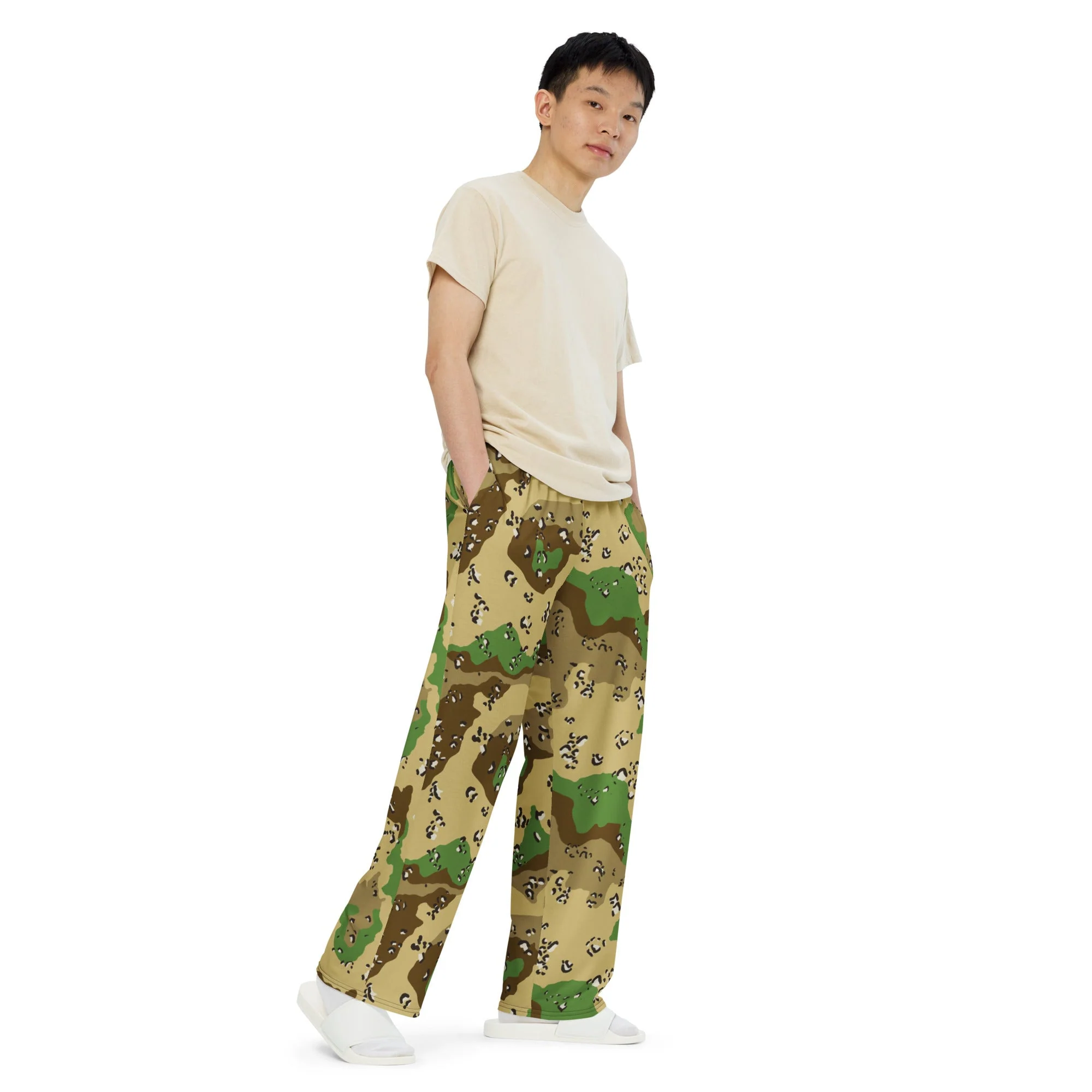 Turkmenistan Chocolate Chip CAMO Unisex Wide-Leg Leisure Pants - Image 7
