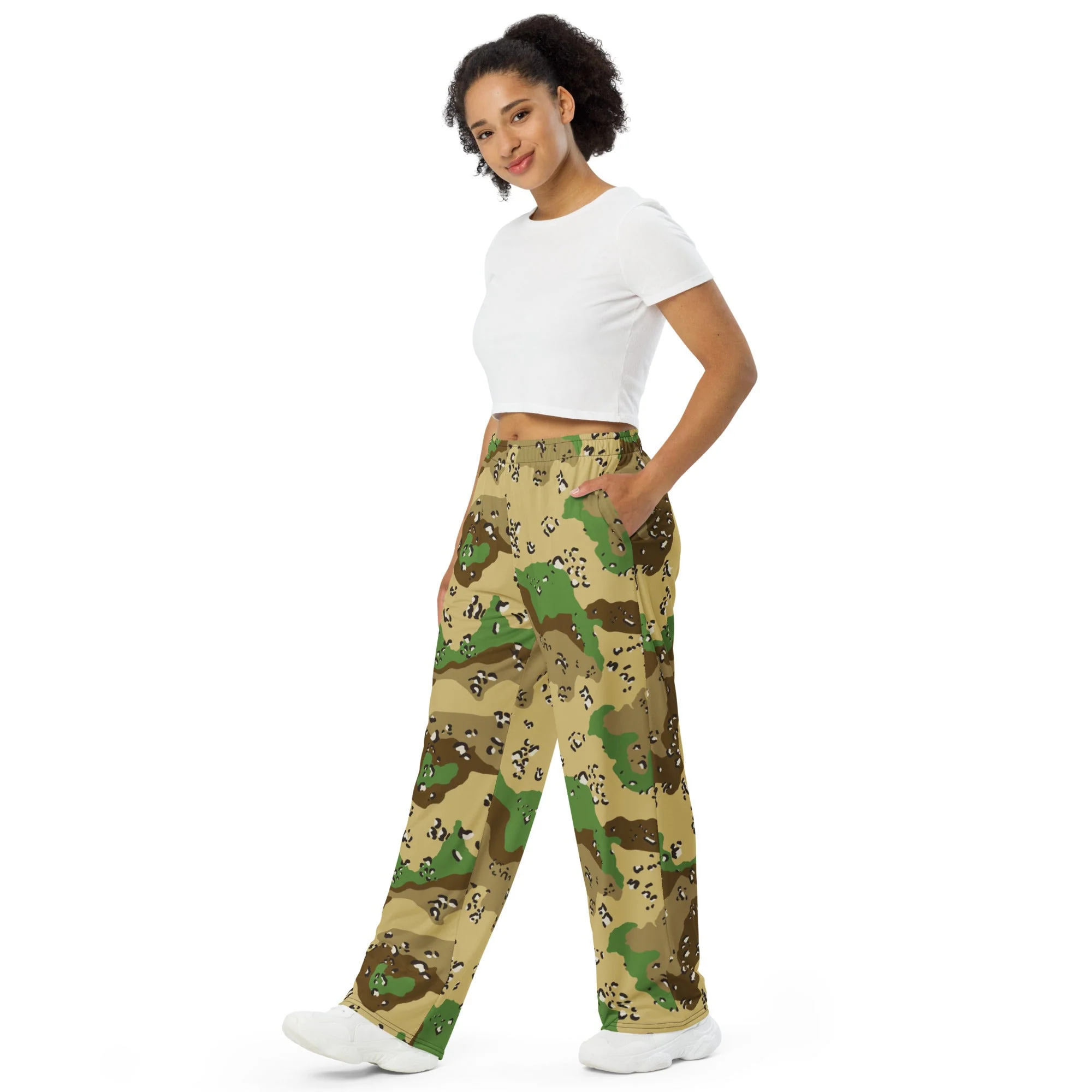 Turkmenistan Chocolate Chip CAMO Unisex Wide-Leg Leisure Pants - Image 8