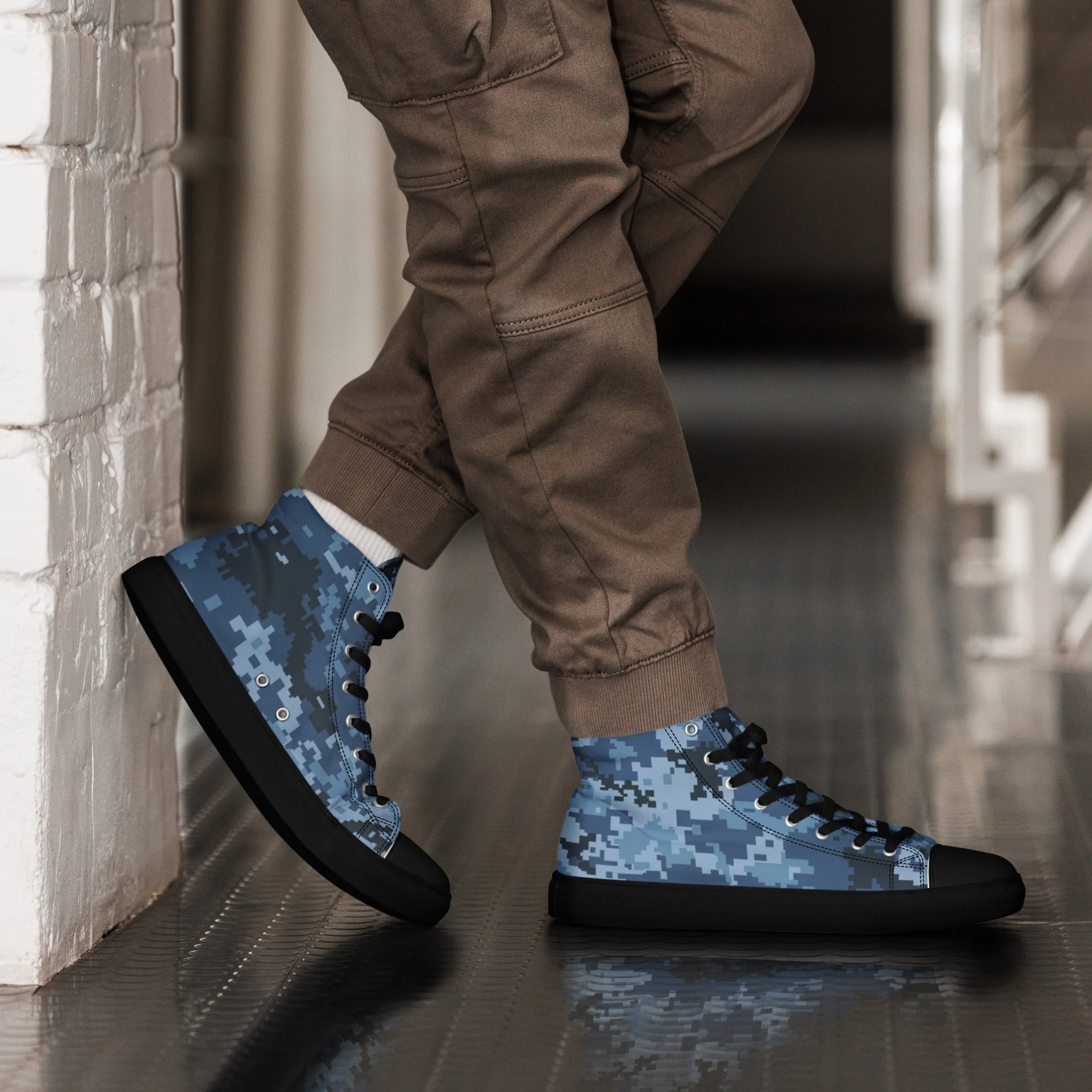 Ukrainian MM14 Navy CAMO Mens High-Top Canvas Shoes