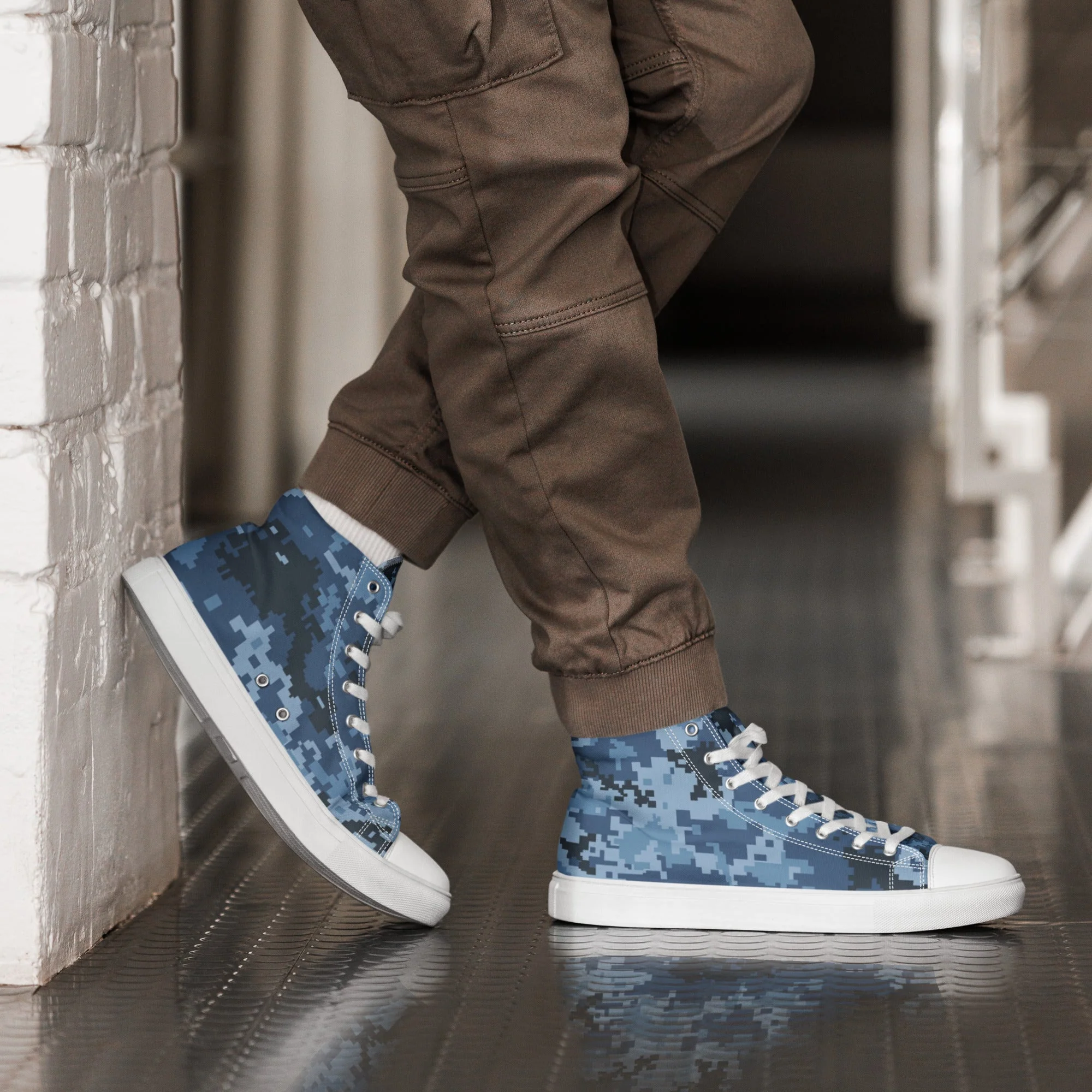 Ukrainian MM14 Navy CAMO Mens High-Top Canvas Shoes - Image 2