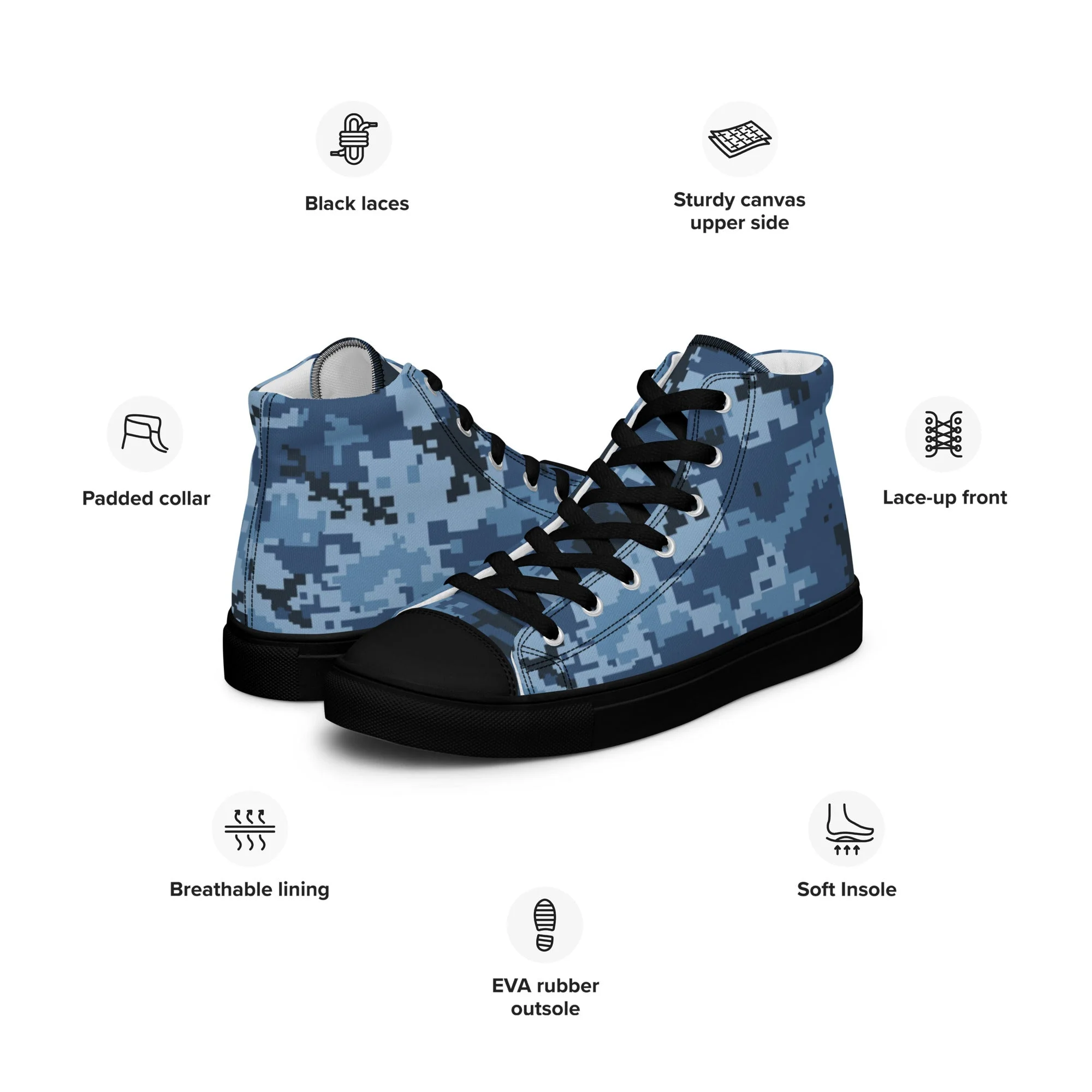 Ukrainian MM14 Navy CAMO Mens High-Top Canvas Shoes - Image 3