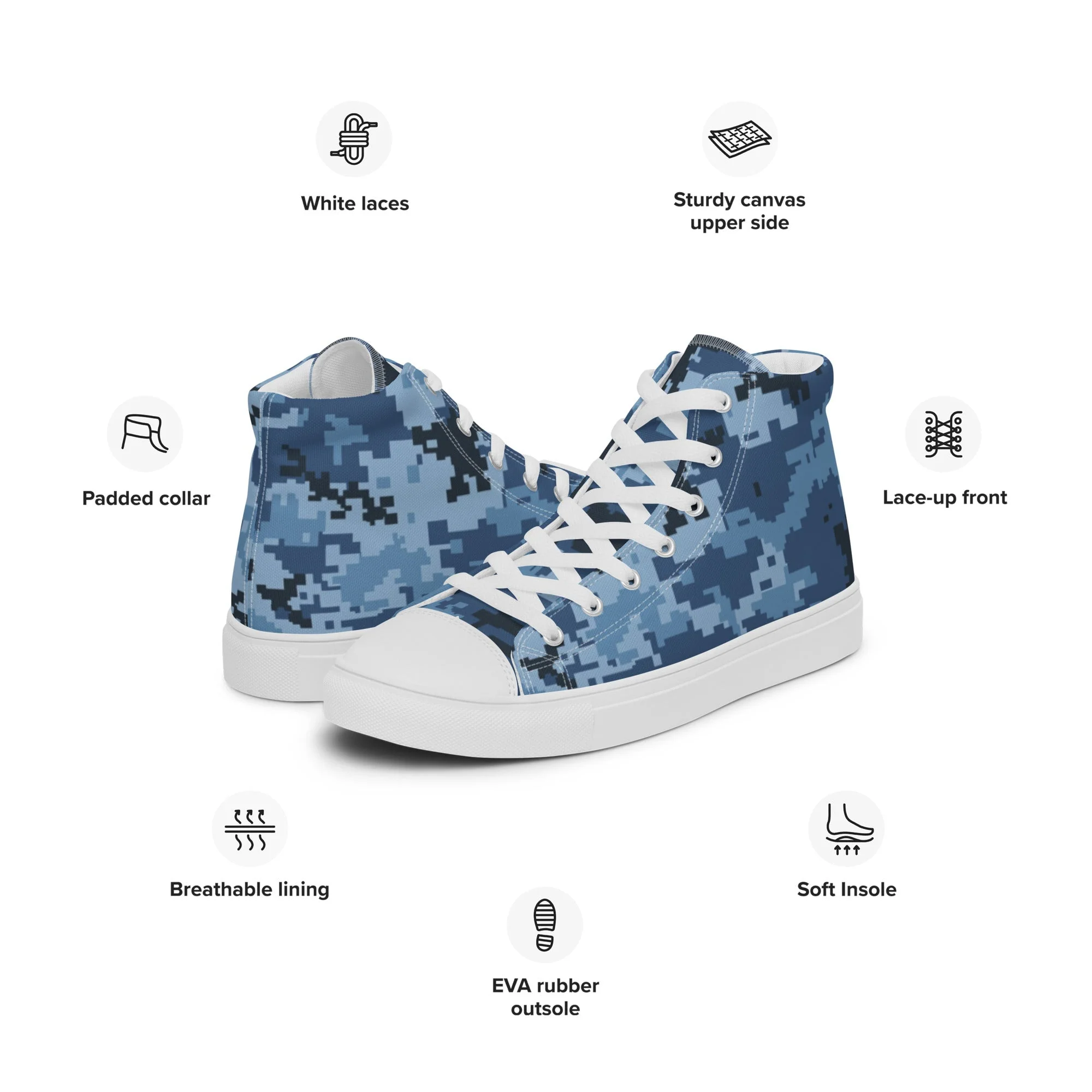 Ukrainian MM14 Navy CAMO Mens High-Top Canvas Shoes - Image 4