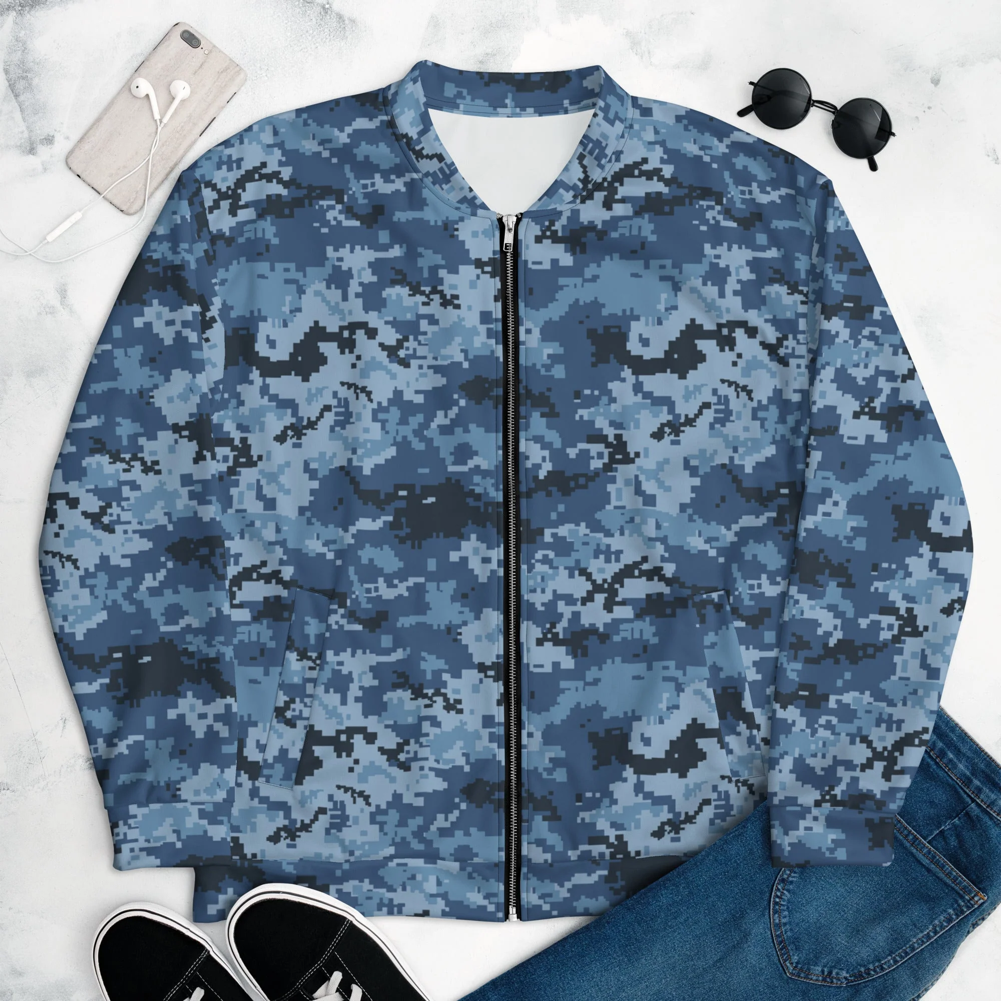 Ukrainian MM14 Navy CAMO Unisex Bomber Jacket - Image 3