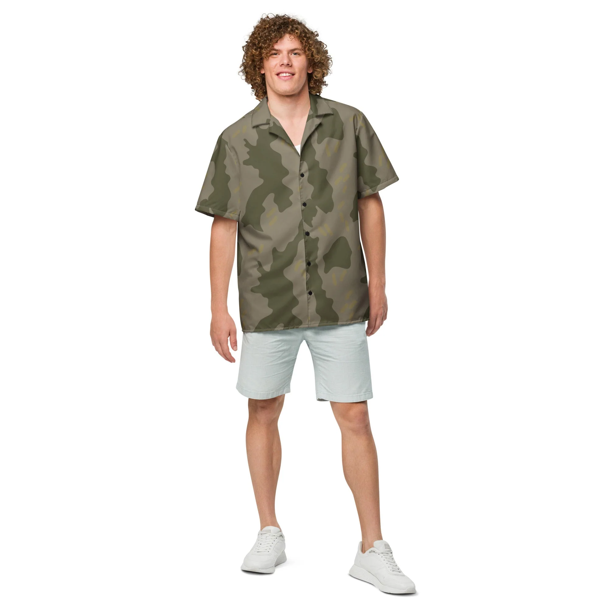 Warhammer 40k Imperial Guard Moebian 6th Regiment CAMO Unisex Short-Sleeve Button Shirt - Image 4